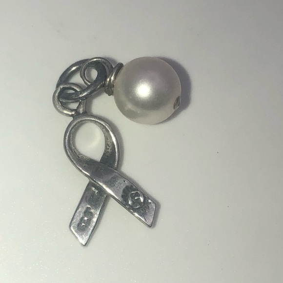 VTG Sterling & Freshwater Pearl Mini Pendant / Charm Bracelet Charm .8” - Picture 2 of 3